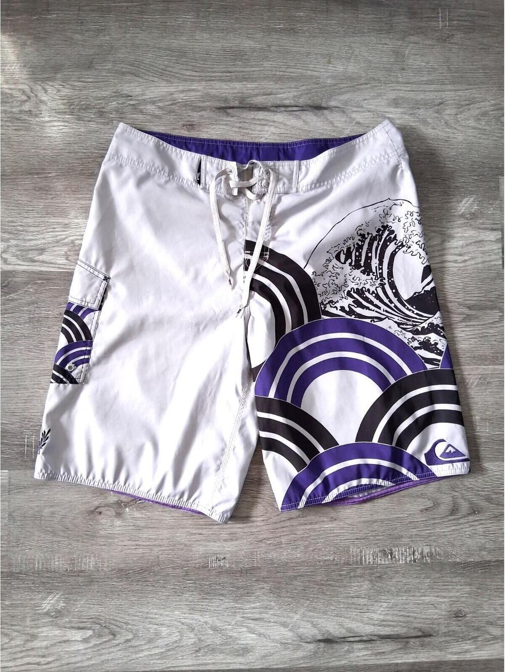 Quicksilver Men's Size 36x10 Polyester Purple/Black White Board Shorts/Trunks